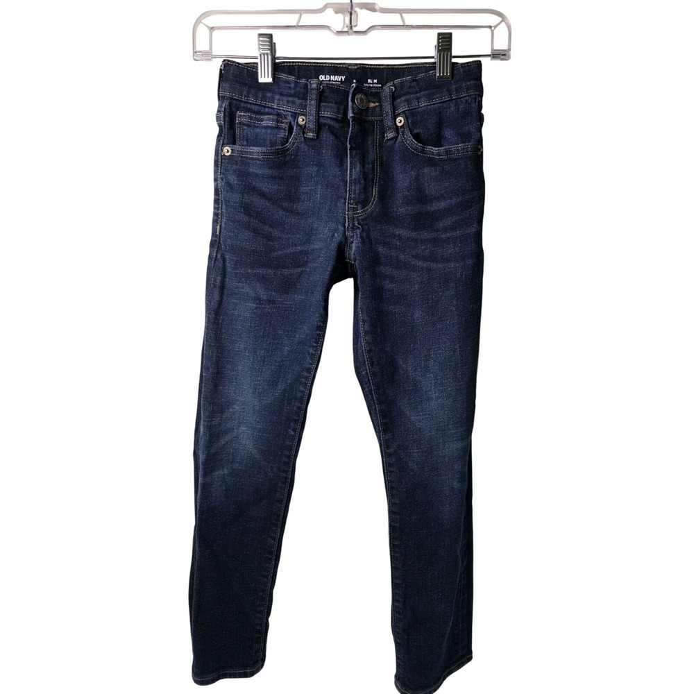 Old Navy Boys‎ Slim Jeans Size 8 Dark Wash 360 Stretch Built-In Tough Denim